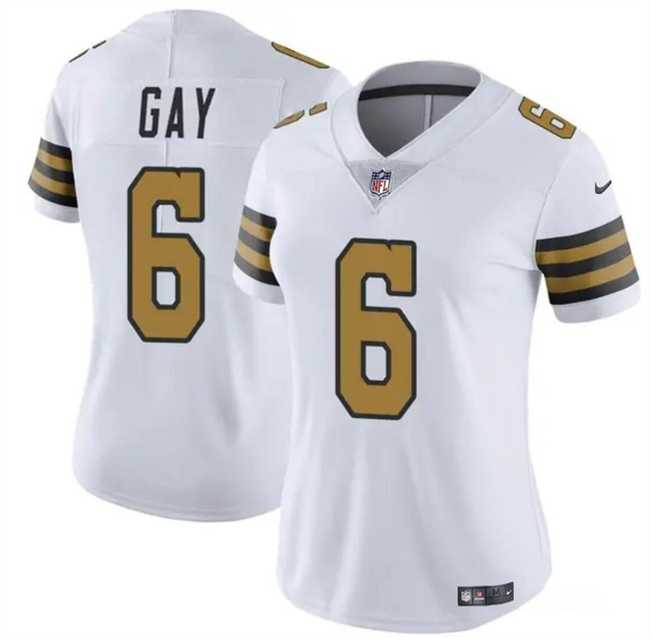 Womens New Orleans Saints #6 Willie Gay White Color Rush Football Stitched Limited Jersey Dzhi->->Women Jersey